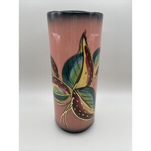 Vintage Midcentury Enchanto California Art Pottery Vase Leaves MCM 50s 1950s